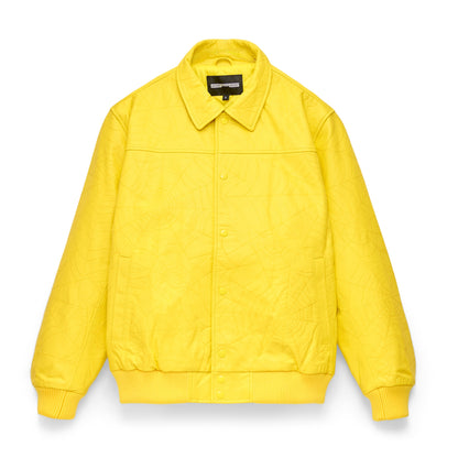 Sp5der Debossed WEB Leather Jacket
