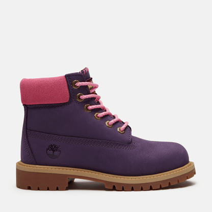 Youth Timberland Premium 6-Inch Waterproof Boot Dark Purple Nubuck/Pink