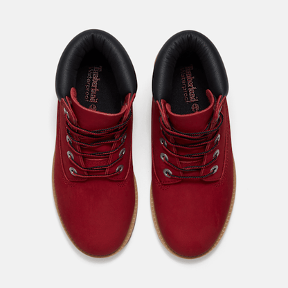Youth Timberland Premium 6-Inch Waterproof Boot Red Nubuck/Black