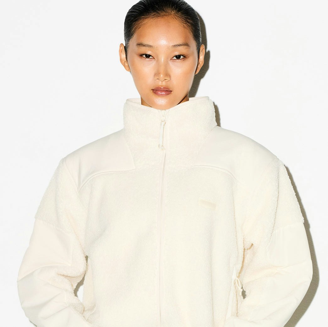 Skims Teddy Boxy Zip Up Jacket Ecru