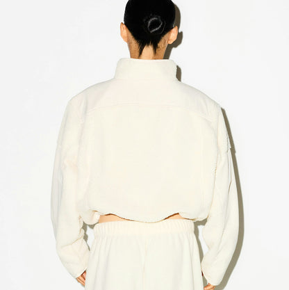 Skims Teddy Boxy Zip Up Jacket Ecru