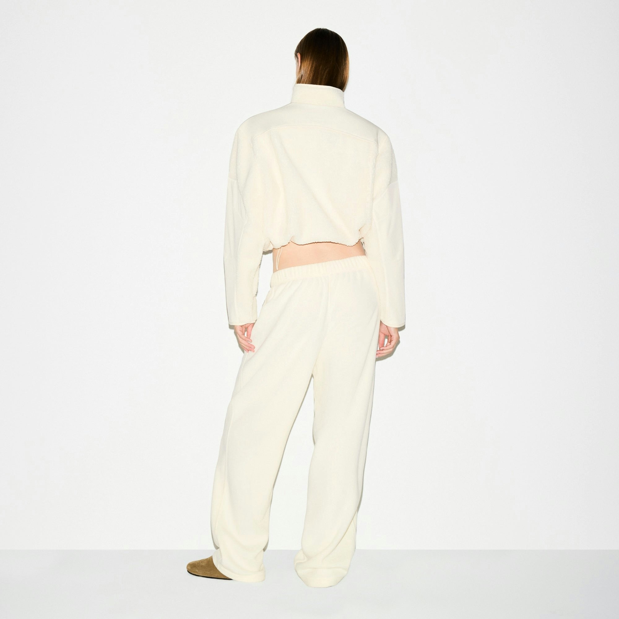 Skims Teddy Boxy Zip Up Jacket Ecru