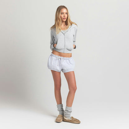 Skims Cotton Jersey Zip Up Hoodie Light Heather Grey