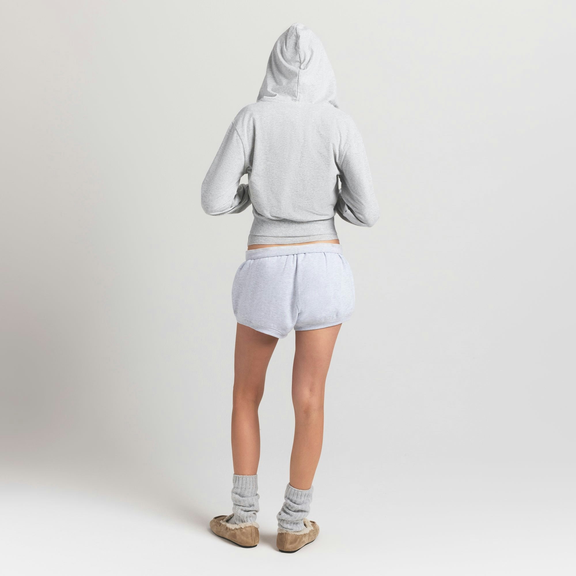 Skims Cotton Jersey Zip Up Hoodie Light Heather Grey