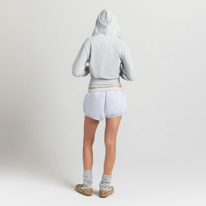 Skims Cotton Jersey Zip Up Hoodie Light Heather Grey