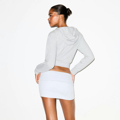 Skims Cotton Jersey Zip Up Hoodie Light Heather Grey