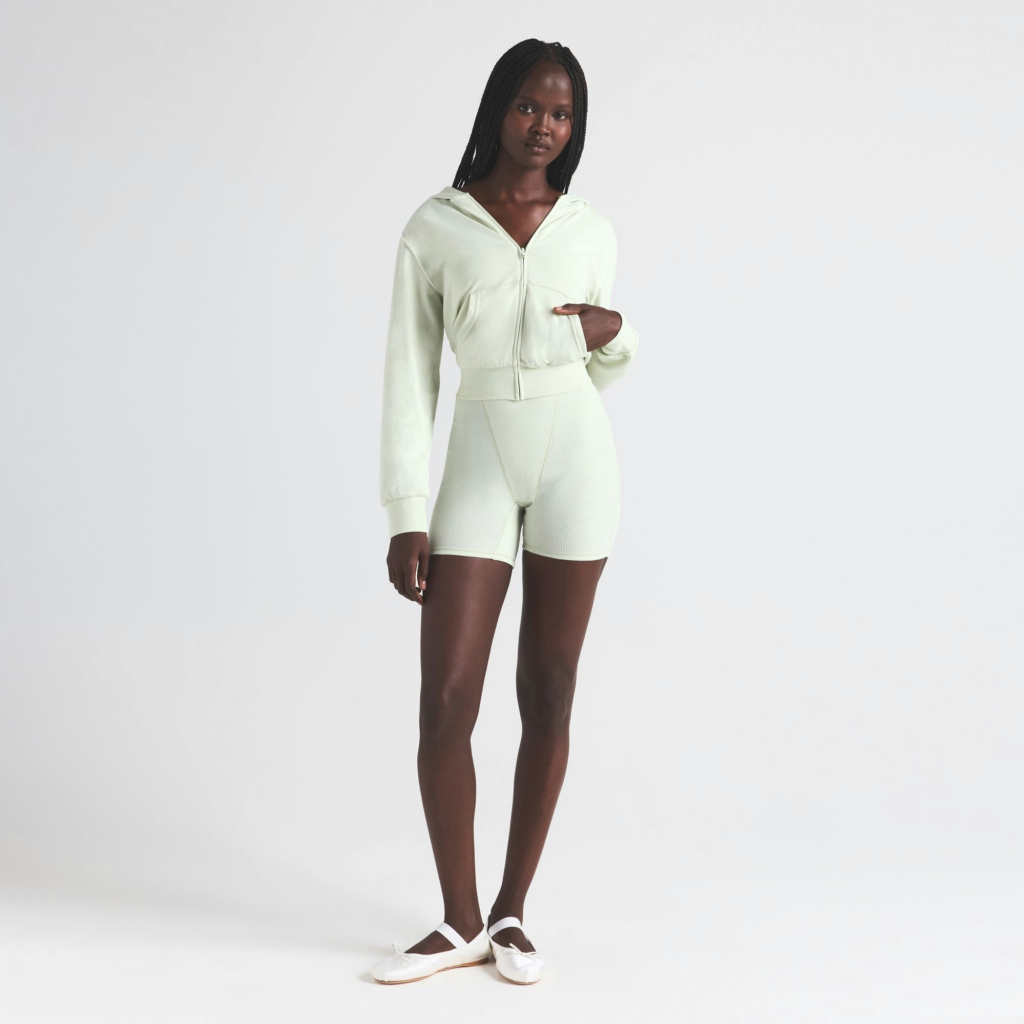 COTTON JERSEY ZIP UP HOODIE
