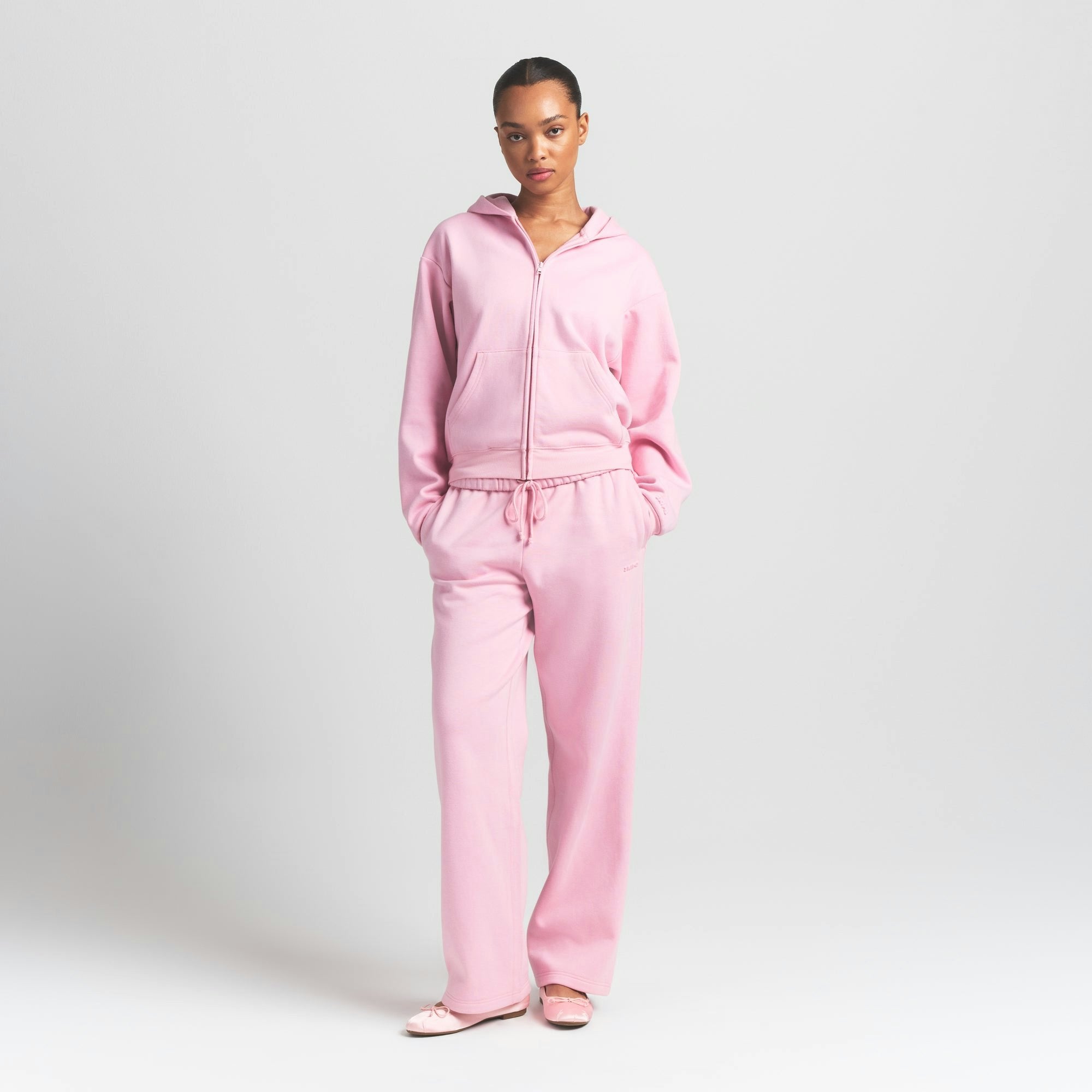 Skims Cotton Fleece Classic Zip Up Hoodie Halite