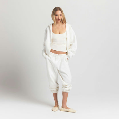 Skims Cotton Fleece Classic Zip Up Hoodie Marble