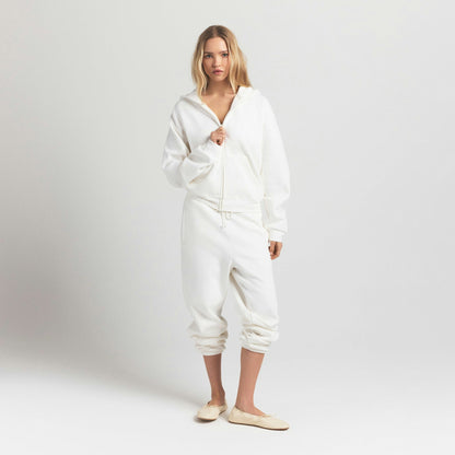 Skims Cotton Fleece Classic Zip Up Hoodie Marble