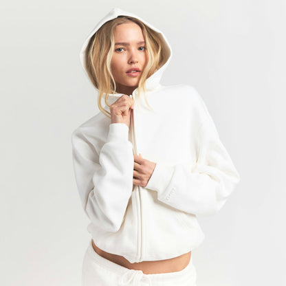 Skims Cotton Fleece Classic Zip Up Hoodie Marble