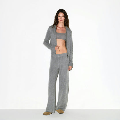 Skims Cashmere Zip Up Hoodie Dark Heather Grey