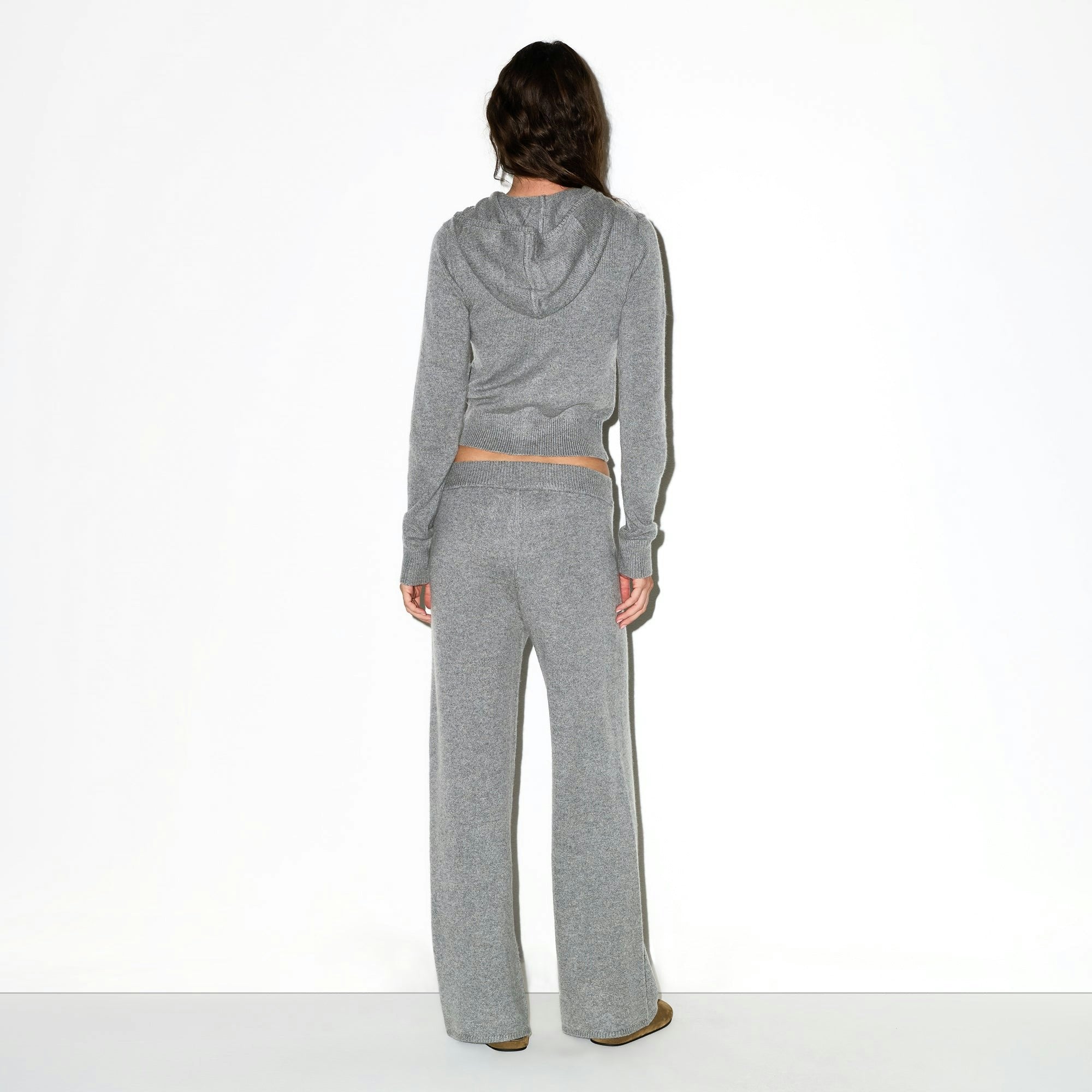 Skims Cashmere Zip Up Hoodie Dark Heather Grey