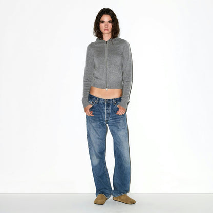 Skims Cashmere Zip Up Hoodie Dark Heather Grey