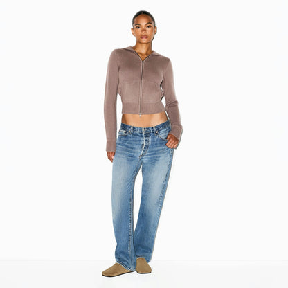 Skims Cashmere Zip Up Hoodie Umber