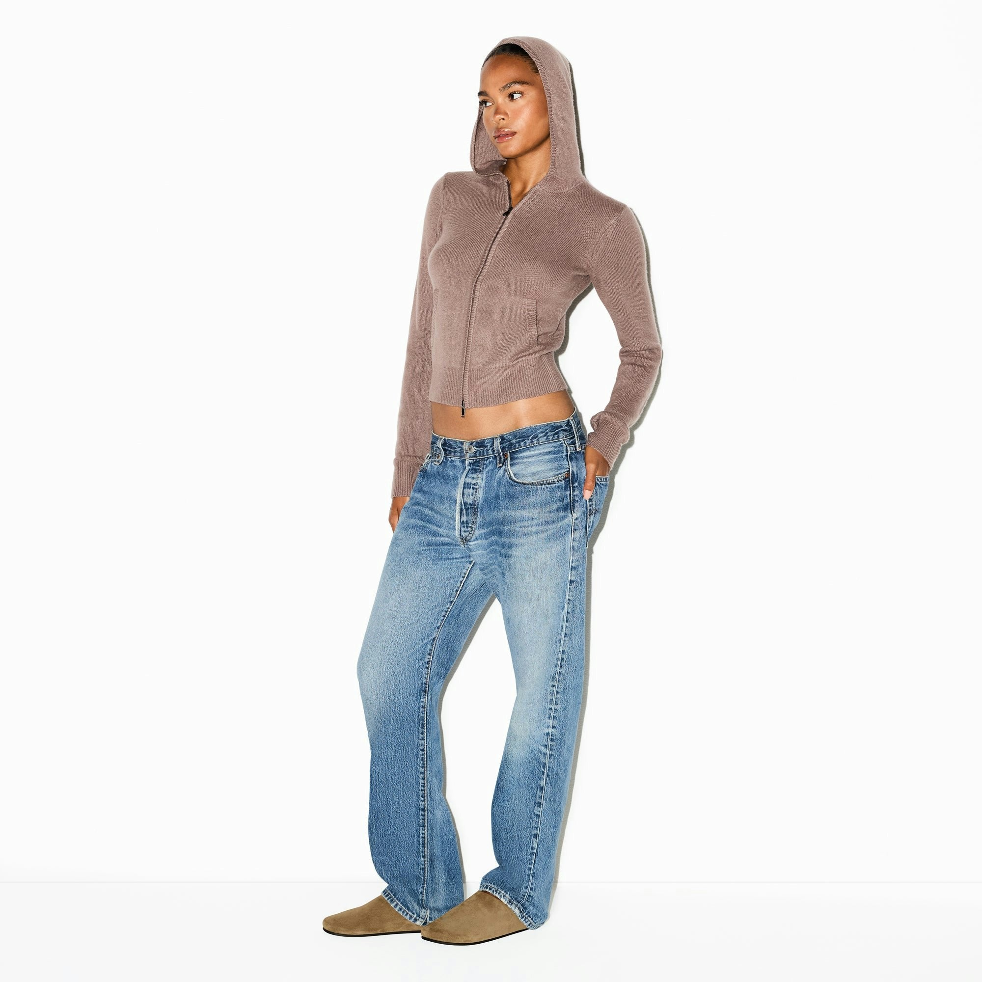 CASHMERE ZIP UP HOODIE