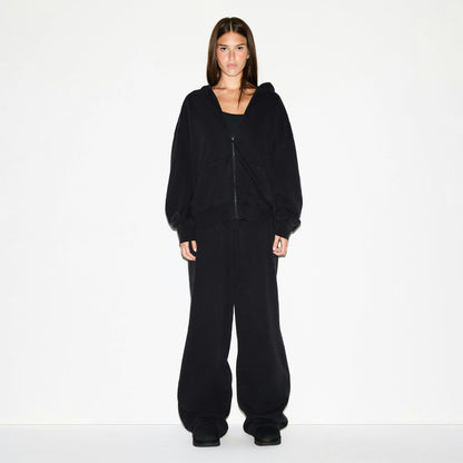 Skims Boyfriend Fleece Oversized Zip Up Hoodie Washed Onyx