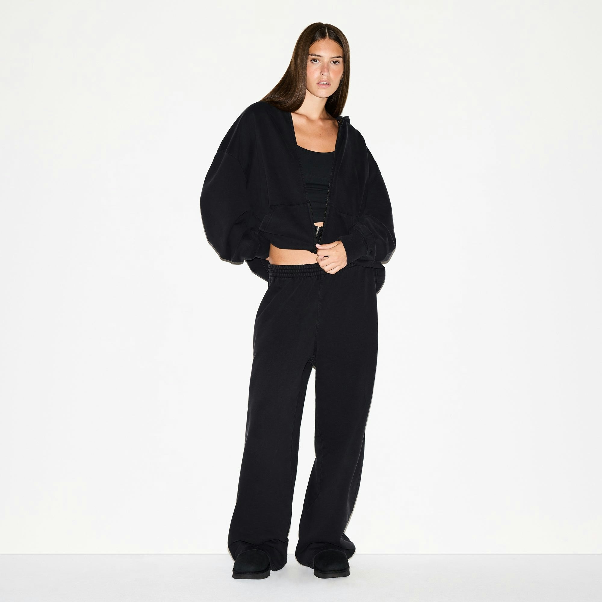 BOYFRIEND FLEECE ZIP UP HOODIE