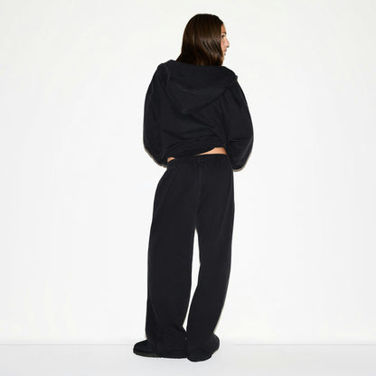 Skims Boyfriend Fleece Oversized Zip Up Hoodie Washed Onyx