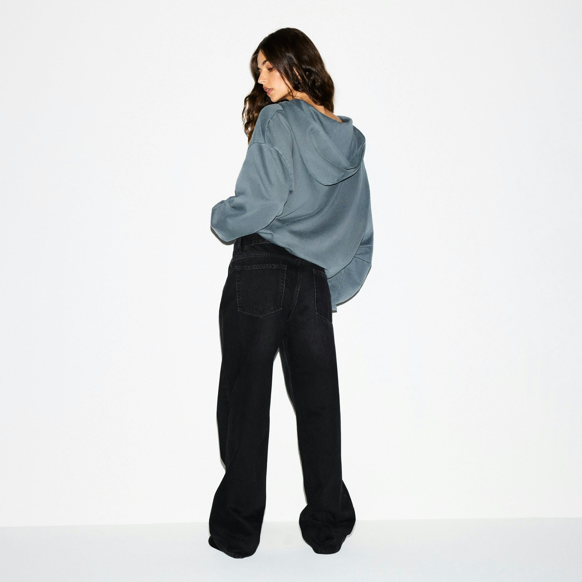 Skims Boyfriend Fleece Oversized Zip Up Hoodie Zircon