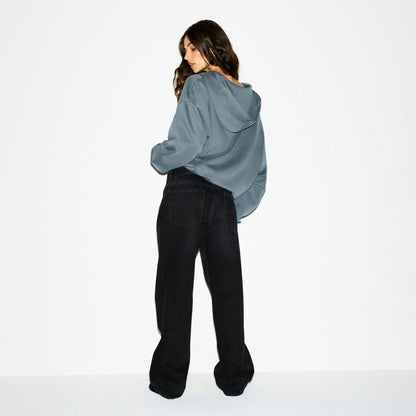 Skims Boyfriend Fleece Oversized Zip Up Hoodie Zircon