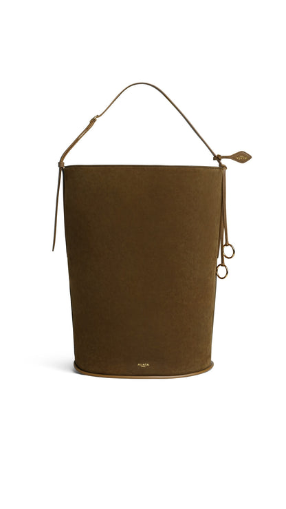 Alaïa Hip Large Bucket Bi-Material Bag In Leather