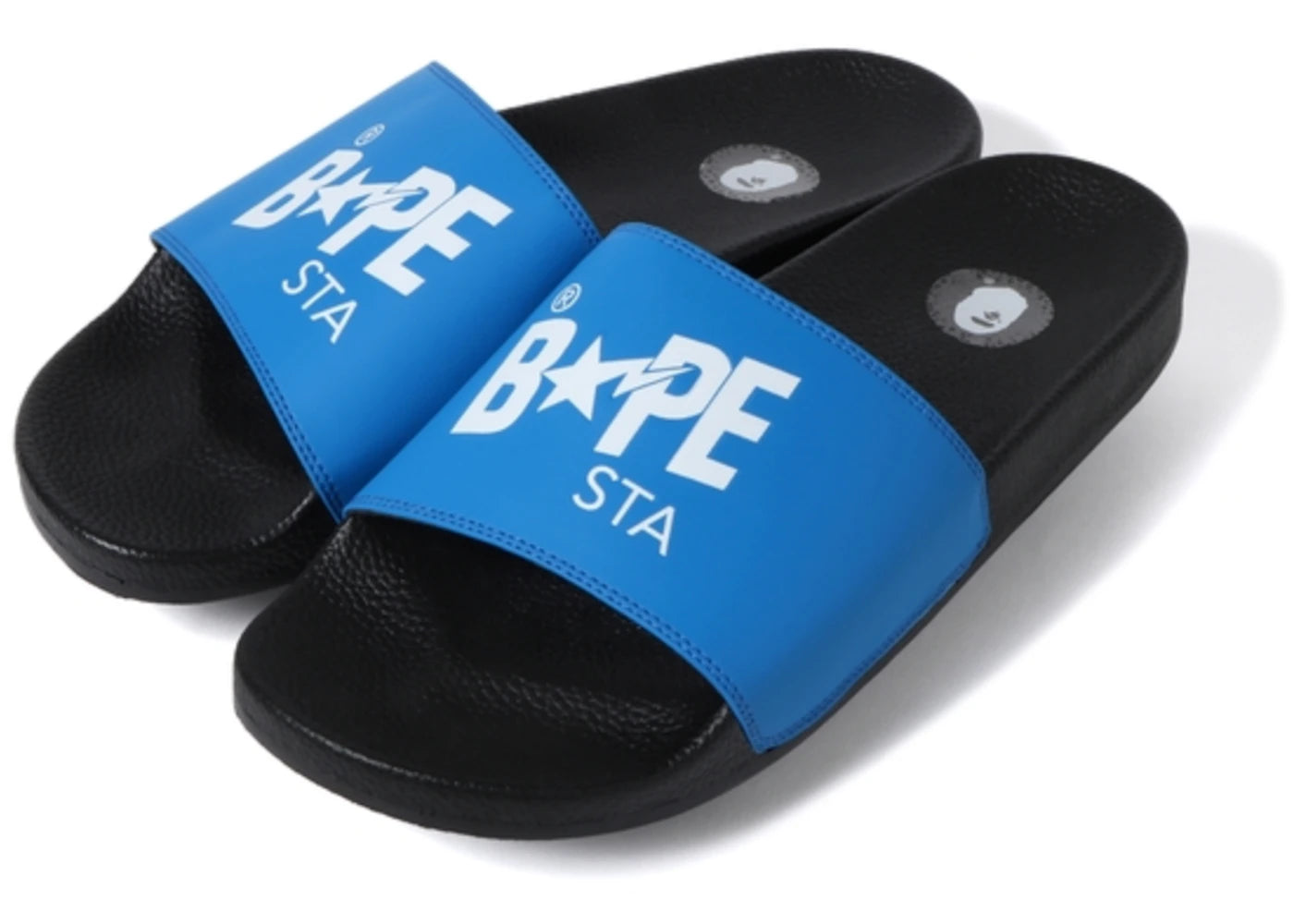 a bathing ape bape sta slide black blue