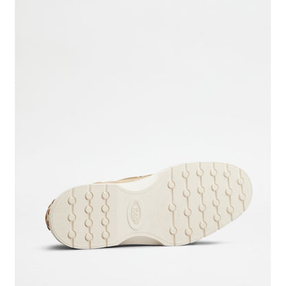 Tods Boat Shoes In Suede Beige Mens