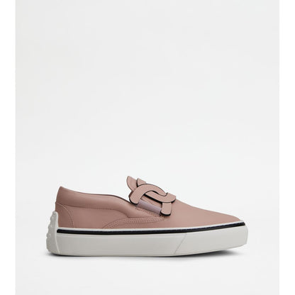 Tods Slip On Shoes In Leather Pink Womens