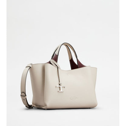 Tods Bag In Leather Mini Grey Burgundy