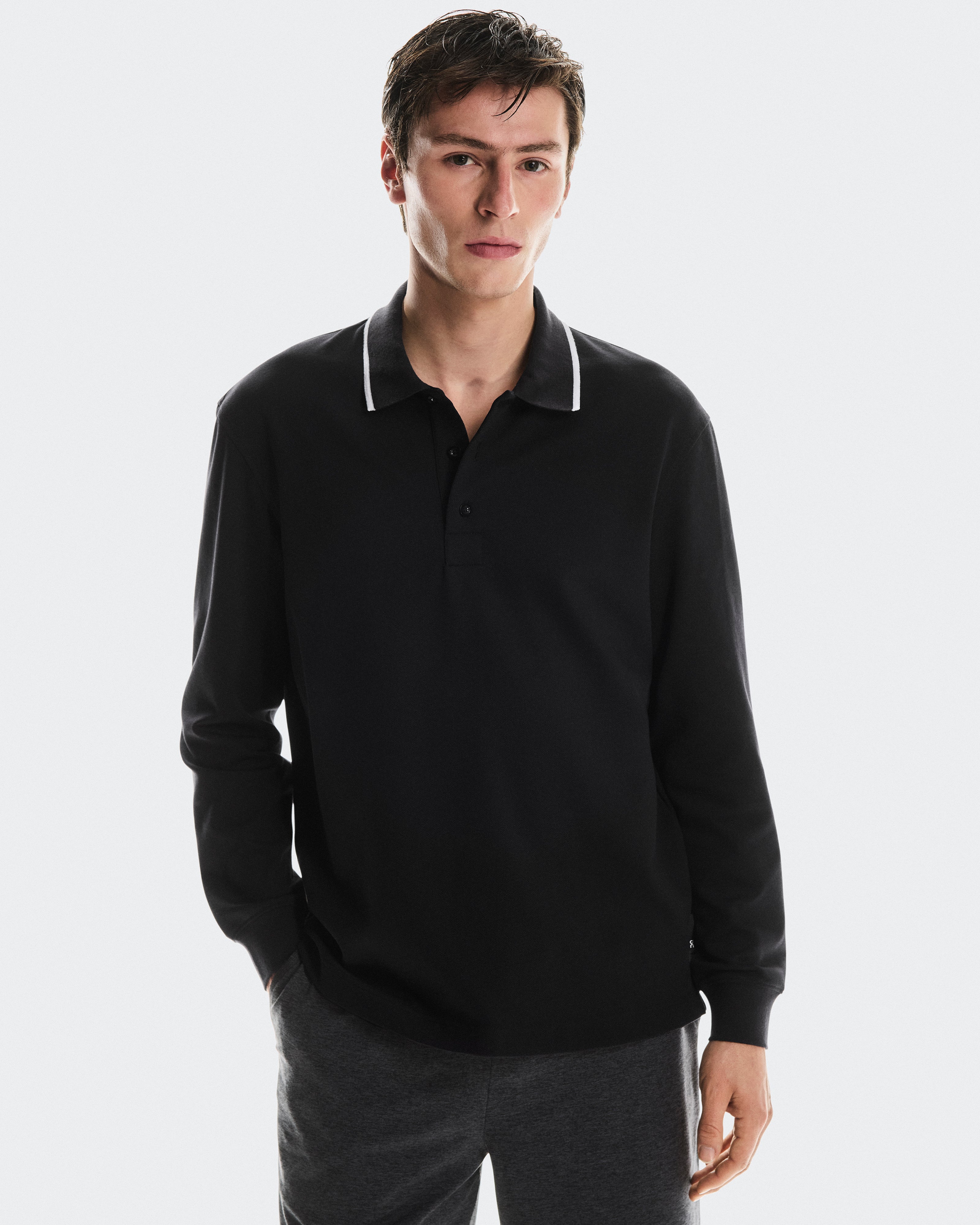 On Courtside Long-T Polo Black