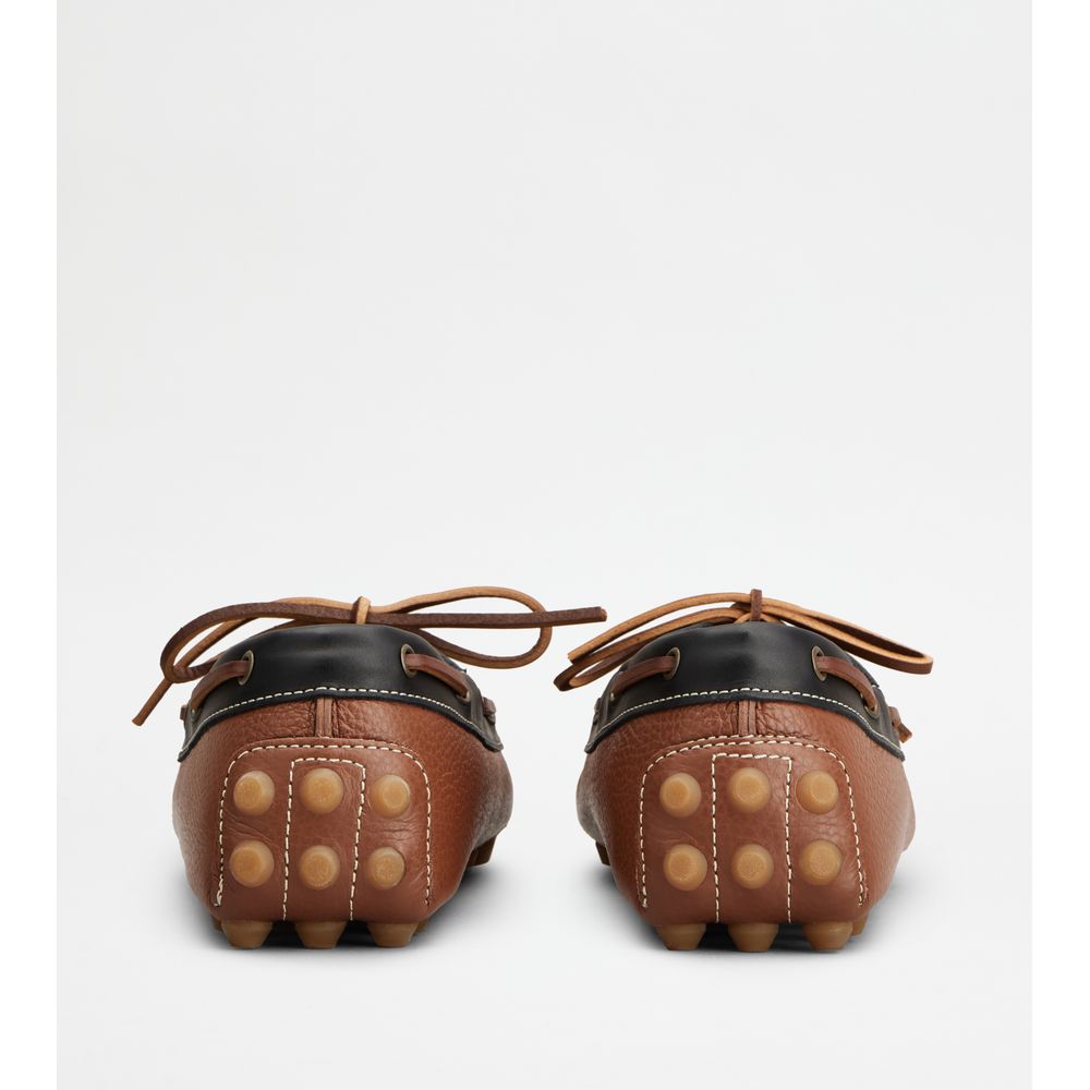 Tods Boat Gommino Bubble Loafers In Leather Brown Black Mens