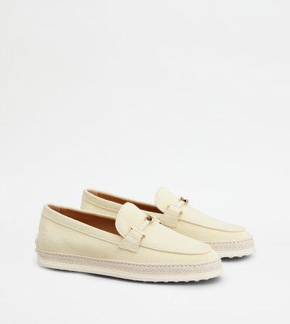Tods Loafers In Suede Yellow Womens