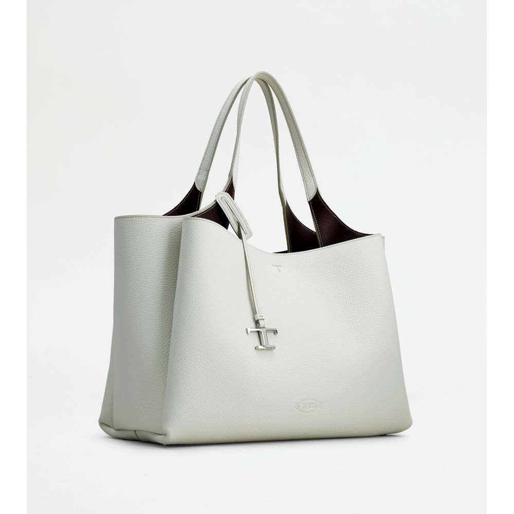 Tods Bag In Leather Medium White Burgundy