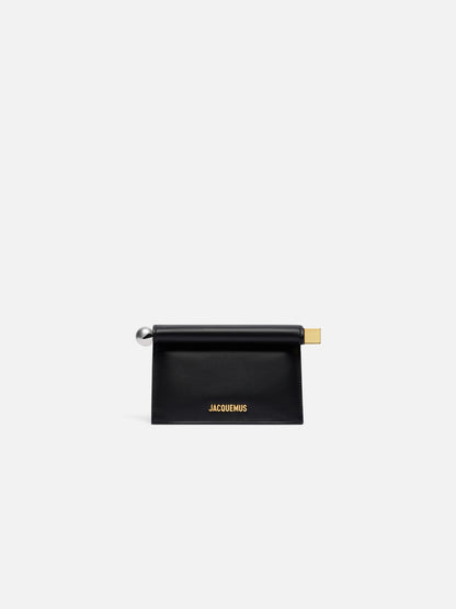 Jacquemus The Small Rond CarreClutch Nappa Leather Folded Clutch Black