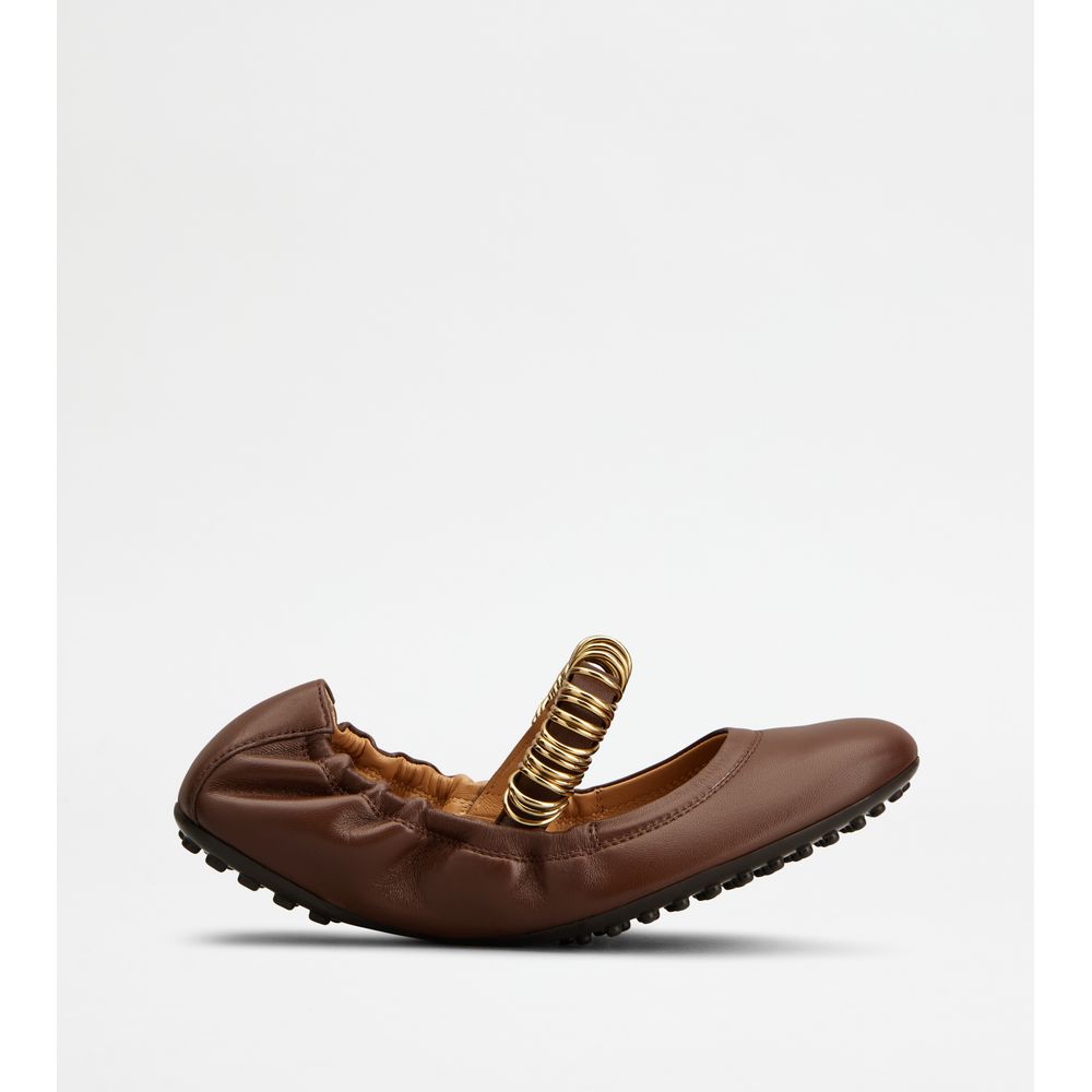 Tods Ballerinas In Leather Brown Womens