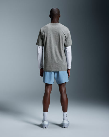 on train shorts Chambray