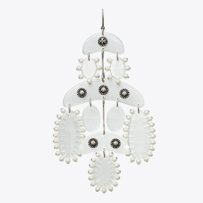 Tory Burch Abstract Beaded Chandelier Earrings Antique Tory Silver / Clear