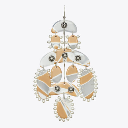 Tory Burch Abstract Beaded Chandelier Earrings Antique Tory Silver / Multi