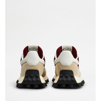 Sneakers Tods 1T In Suede And Fabric Beige Burgundy White Mens