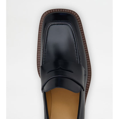 Tods Platform Loafers In Leather Black Womens