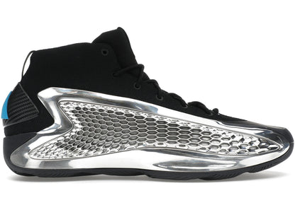 Adidas AE 1 Silver Metallic basketball sneaker with honeycomb support cage on Kicks Machine