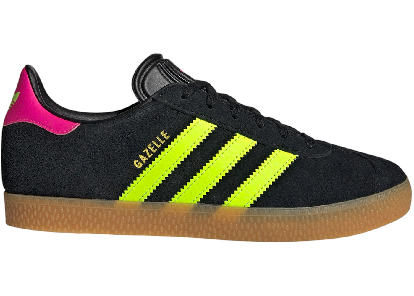 Adidas Gazelle Black Signal Green Shock Pink (Gs)