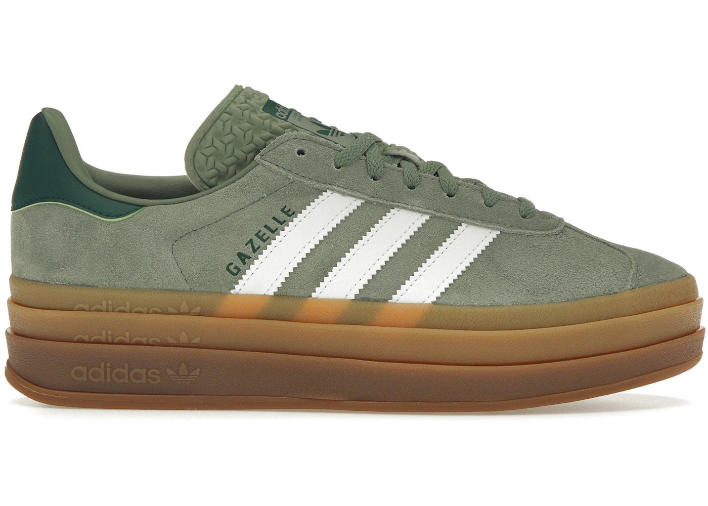 Adidas Gazelle Bold Silver Green Gum (Womens)