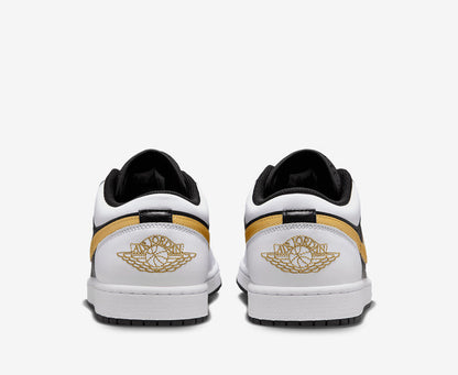 Air Jordan 1 Low White Black Metallic Gold Swoosh Sale