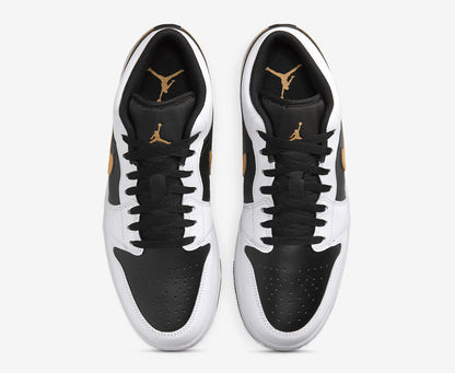 Air Jordan 1 Low White Black Metallic Gold Swoosh Sale