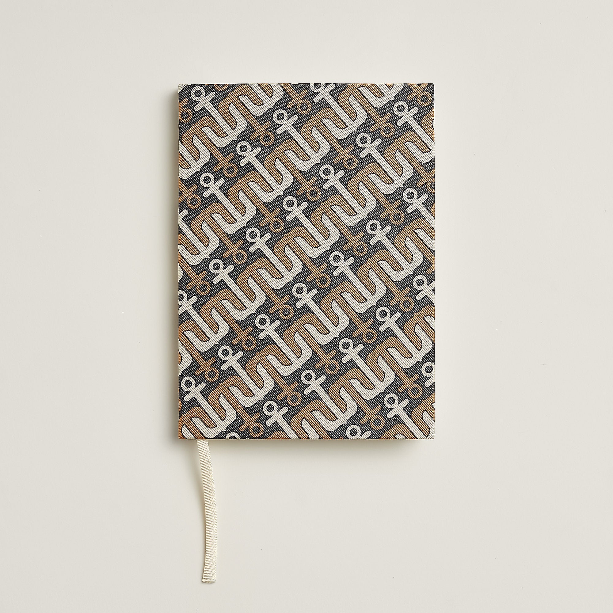  Hermes "Ancres" Silk Notebook Cha