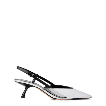 Andrea Sling Back Mules Silver