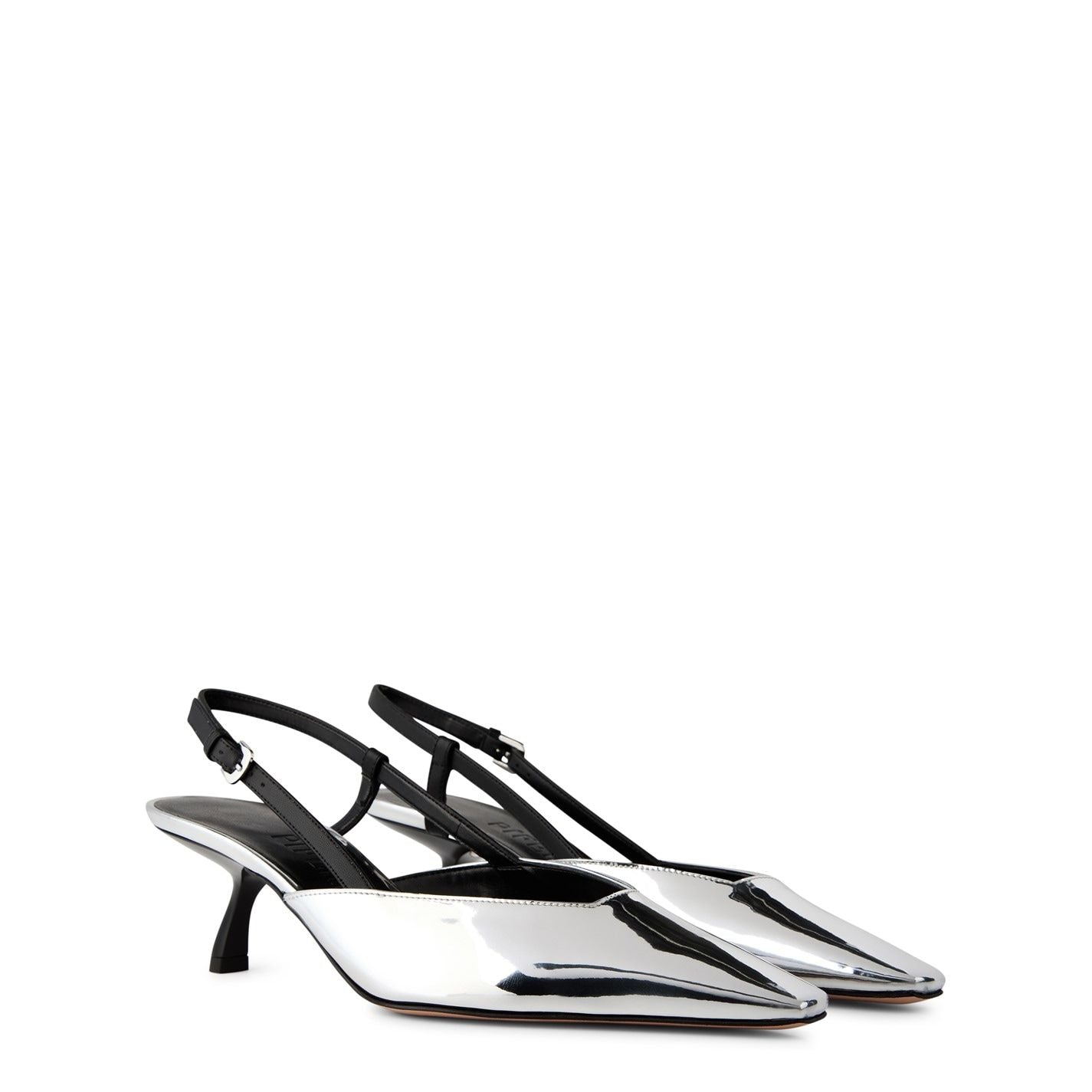  Andrea Sling Back Mules Silver