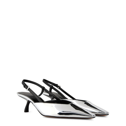  Andrea Sling Back Mules Silver
